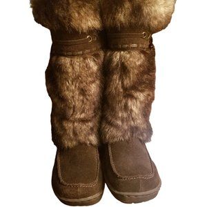 EUC | BareTraps | Clarinda | Women | Suede | Faux Fur | Wedge Boot | Sizes 6.M